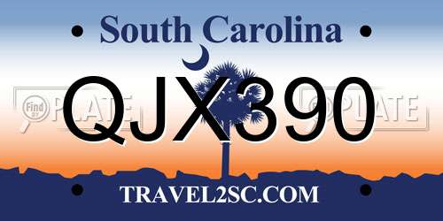 QJX390 South Carolina License Plate