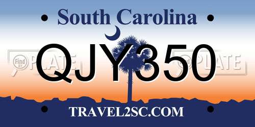 QJY350 South Carolina License Plate