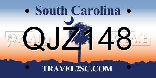 QJZ148 South Carolina License Plate