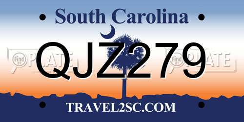 QJZ279 South Carolina License Plate