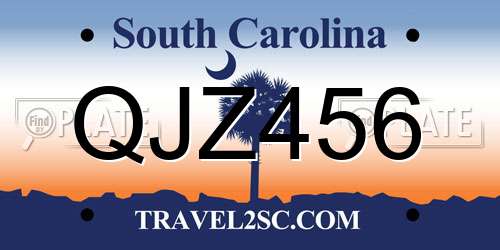 QJZ456 South Carolina License Plate