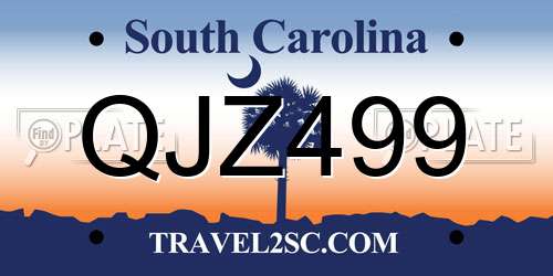 QJZ499 South Carolina License Plate