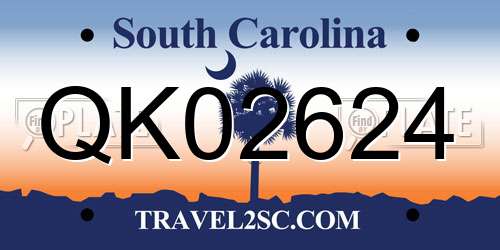 QK02624 South Carolina License Plate