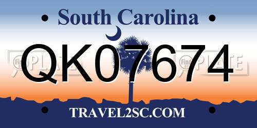 QK07674 South Carolina License Plate
