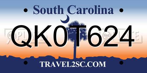 QK0T624 South Carolina License Plate