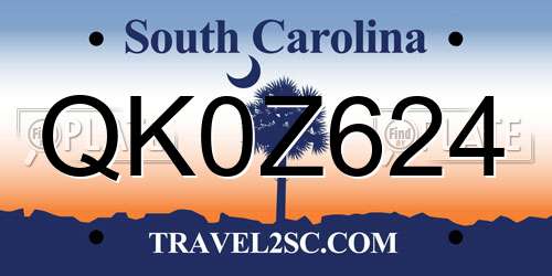 QK0Z624 South Carolina License Plate