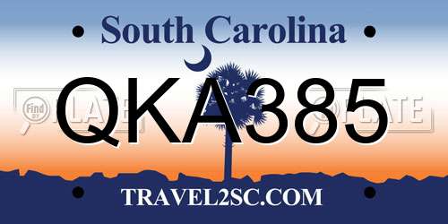 QKA385 South Carolina License Plate