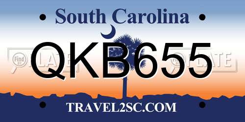 QKB655 South Carolina License Plate