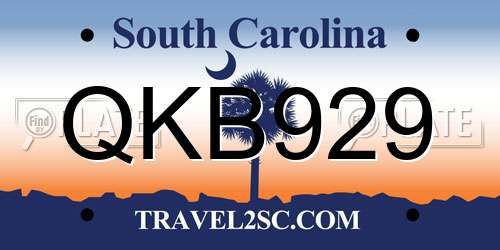 QKB929 South Carolina License Plate