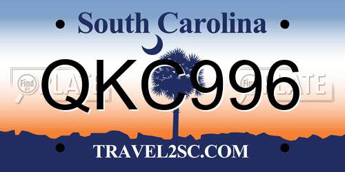 QKC996 South Carolina License Plate