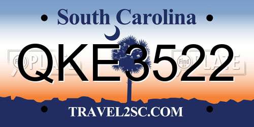QKE3522 South Carolina License Plate
