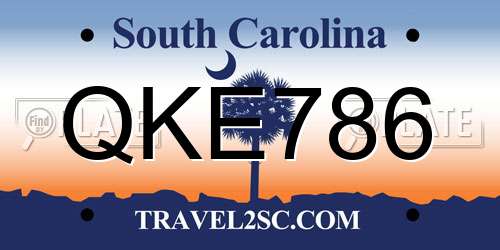 QKE786 South Carolina License Plate