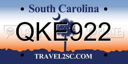 QKE922 South Carolina License Plate