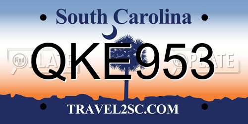 QKE953 South Carolina License Plate