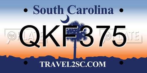 QKF375 South Carolina License Plate