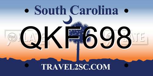 QKF698 South Carolina License Plate