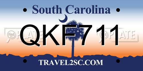 QKF711 South Carolina License Plate
