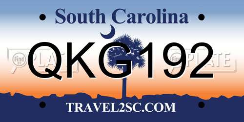 QKG192 South Carolina License Plate