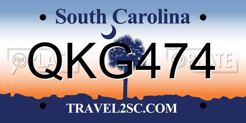 QKG474 South Carolina License Plate