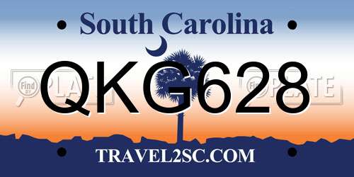 QKG628 South Carolina License Plate