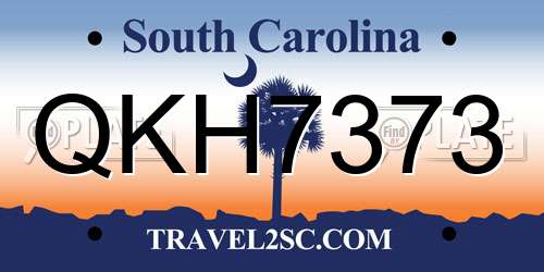 QKH7373 South Carolina License Plate