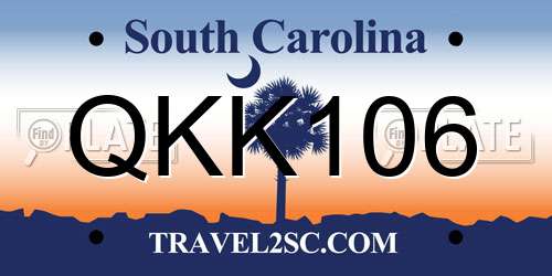 QKK106 South Carolina License Plate