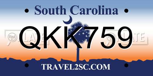 QKK759 South Carolina License Plate