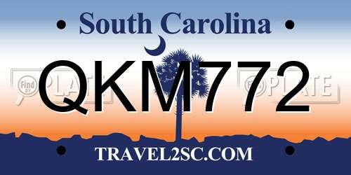 QKM772 South Carolina License Plate