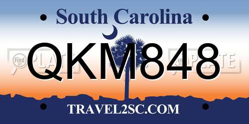 QKM848 South Carolina License Plate