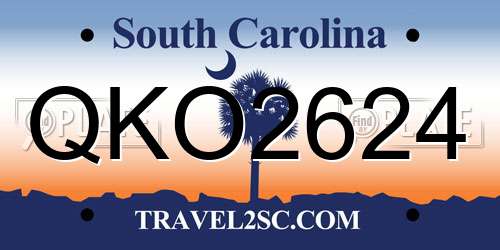 QKO2624 South Carolina License Plate