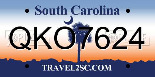 QKO7624 South Carolina License Plate