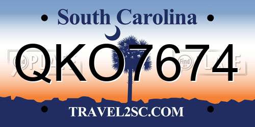 QKO7674 South Carolina License Plate