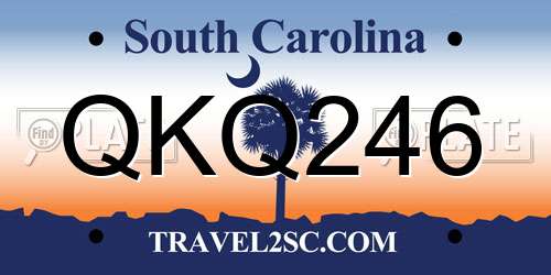 QKQ246 South Carolina License Plate