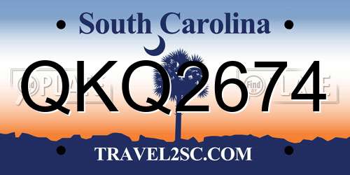 QKQ2674 South Carolina License Plate