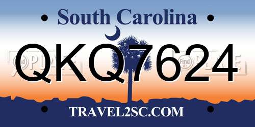 QKQ7624 South Carolina License Plate