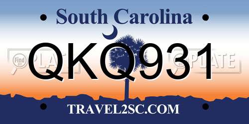 QKQ931 South Carolina License Plate