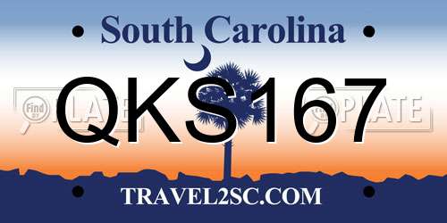 QKS167 South Carolina License Plate