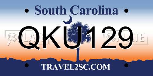 QKU129 South Carolina License Plate