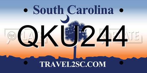 QKU244 South Carolina License Plate