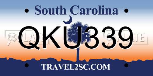 QKU339 South Carolina License Plate