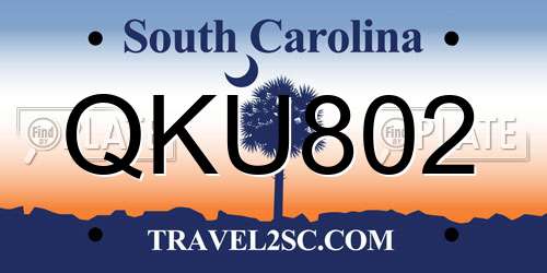 QKU802 South Carolina License Plate