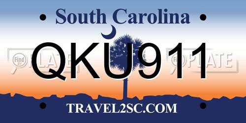 QKU911 South Carolina License Plate