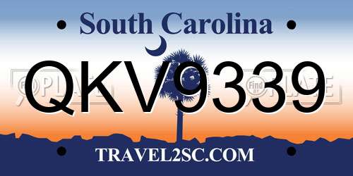 QKV9339 South Carolina License Plate
