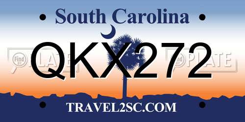 QKX272 South Carolina License Plate
