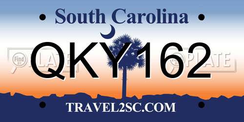 QKY162 South Carolina License Plate