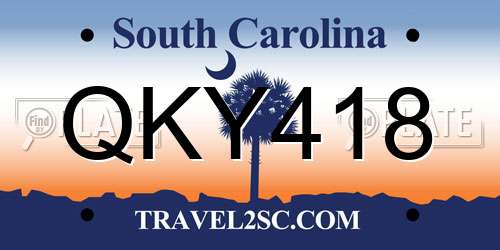 QKY418 South Carolina License Plate