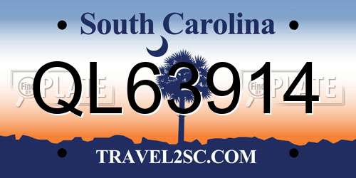 QL63914 South Carolina License Plate