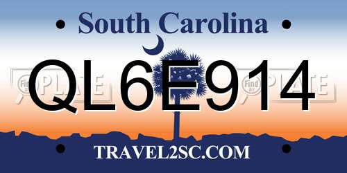 QL6E914 South Carolina License Plate