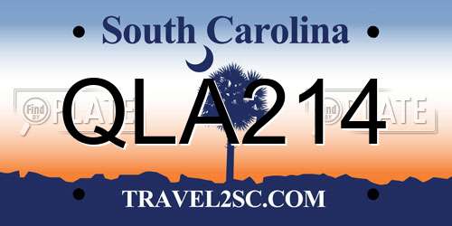 QLA214 South Carolina License Plate