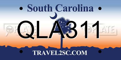 QLA311 South Carolina License Plate